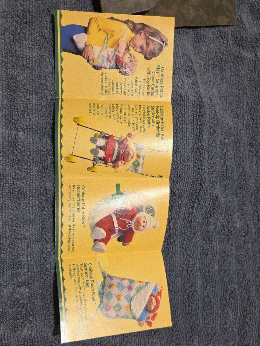 Cabbage patch doll Yellow Vintage Card with Pink & Blue Doll Artwork